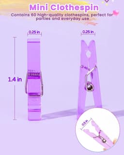 Wasknijpers - Klemmetjes Knijpers - Babyshower Versieren - Helder Paars - 60 stuks - Paars — thumbnail 2