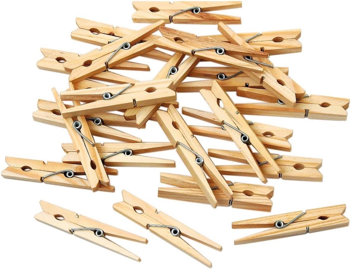 Houten Knijpers - Wasknijpers Hout - Kaarten Ophangen - Onbeschilderd Hout - 72 cm - Natuurlijk — afbeelding 1