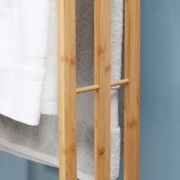 MEUNIQ staand handdoekrek met 3 stangen van bamboe 48 x 25,8 x 94 cm vrijstaand droogrek voor badkamer of wasruimte naturel — thumbnail 3