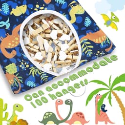 Kledingknijper Tas - Knijperhouder Opberger - Kleding Droge Houden - Met Draaibare Haak - 38 x 28 cm - Dino Print — thumbnail 3