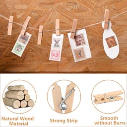 Mini Houten Knijpers - Kleine Wasknijpers - Foto's Ophangen - Natuurlijk Hout - 35 cm - Natuurlijk — thumbnail 5