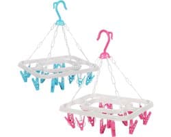 2x Sokkeldroger met 18 wasknijpers - Mini roterende droger om op te hangen - Droger voor sokken [Selectie varieert] (wit)