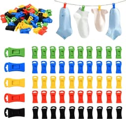 Kleurrijke Sokkenklemmen - Sokkenhouders Clips - Sokken Sorteren - Duurzaam Kunststof - 50 stuks - Multicolor — thumbnail 1