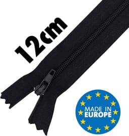 Nylon Ritssluitingen - Kleding Ritsen - Kleding Maken - Met Metalen Schuif - 12 cm - Zwart — thumbnail 3