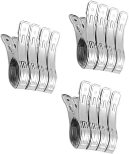 Roestvrijstalen Wasknijpers - Grote Klemmen Stevige Haken - Kleding Drogen - Gladde Randen - 12X3.5X2CM - Zilver — thumbnail 1