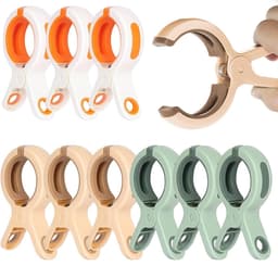 Set van 9 plastic wasknijpers - strandhanddoekclips - plastic handdoekclips - wasknijpers - wasknijpers voor buiten - geschikt voor dagelijkse was, badhanddoeken, dekens, enz. - roze/groen/wit — thumbnail 1