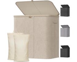 Wasmand met Deksel - Beige - Verwijderbare Zakken - Waterafstotend - Voor Waskamer en Slaapkamer