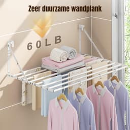 QORA® Wanddroogrek - Wasrek - Droogrek - Wit - 81cm x 6cm x 8cm — thumbnail 4