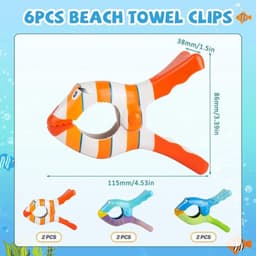 Cocoplus -Handdoekklemmen - Strandstoel - Cartoon - Kunststof - Wasknijpers - Strandhanddoek - Badhanddoek - Tapijt - Geschikt voor Strandstoelen - Groot formaat - 6 stuks — thumbnail 5