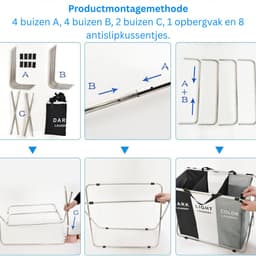 CRLYN® Wasmand 3 Vakken - Wassorteerder - Wasmand - Meerkleurig — thumbnail 4