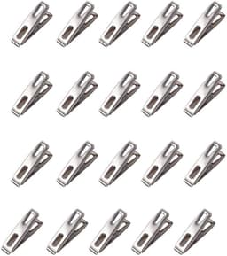Handdoekclips - Wasknijpers Kledingclips - Kleding Drogen - Roestvrij Staal - 40 stuks - Zilver — thumbnail 1