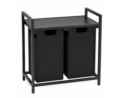 Begryf Wasmand met 2 vakken - 92 l - 2 uitneembare waszakken van 46 l - plank - 73 x 33 x 71 cm - zwart