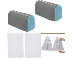Set van 2 waszakken voor schoenen, wasmachine, schoenentas met 360° reinigingsdons, 4 stofzakken, herbruikbaar, pluisvrij, waszak voor sportschoenen (grijs)