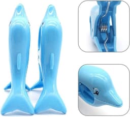 Dailygoods- Strandhanddoekklem - 4 Stuks - Antislip - Winddicht - Lichtgewicht - Robuust Kunststof - Dolfijn Vormgeving - Handdoekclip — thumbnail 5