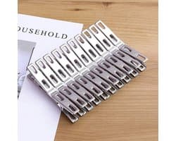 Dailygoods- Kledingpinnen 20 Stuks - Roestvrij Staal - Hitte- en Vorstbestendig - Duurzaam - Sterk Draagvermogen - 4.8cm x 1cm x 2cm - Wasknijpers