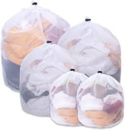 Wäschenetz Set - Wäschesack voor Waschmaschine - 5 Stuks - Feinmaschig Mesh met Kordelstopper - voor BH, Socken en Reiskleding - Diversen Maten — thumbnail 1