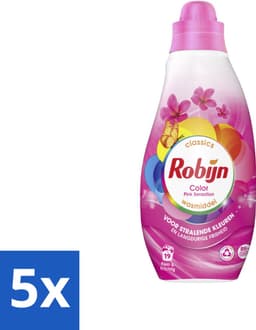 5 x Robijn - Klein & Krachtig Classics Color Pink Sensation - Vloeibaar Wasmiddel - 19 Wasbeurten - Kleurbehoud - Frisheid - Biologisch Afbreekbaar - Milieuvriendelijk - Vloeibaar Wasmiddel — thumbnail 1