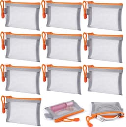 Wasnetjes met ritssluiting - Grijs - 11 x 8 cm - Nylon netzakjes - Voor reizen en organisatie — thumbnail 1