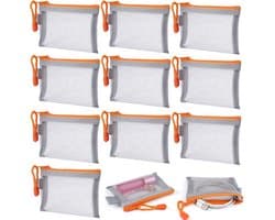 Wasnetjes met ritssluiting - Grijs - 11 x 8 cm - Nylon netzakjes - Voor reizen en organisatie
