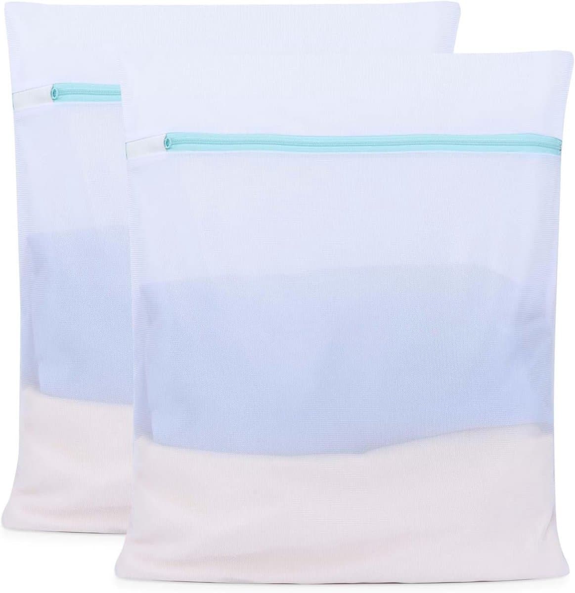 Wasnetjes met ritssluiting - Wit - 40 x 50 cm - Grote waszak van ademend materiaal - Voor wasgoed — afbeelding 1