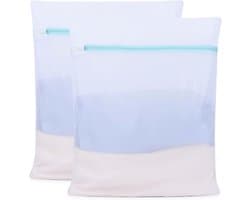 Wasnetjes met ritssluiting - Wit - 40 x 50 cm - Grote waszak van ademend materiaal - Voor wasgoed