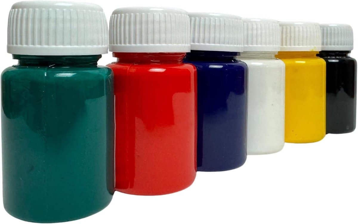 set – 6 kleuren x 25 ml, wasbaar tot 40°C, voor katoen en textiel, op waterbasis, sneldrogend, voor textielontwerp — afbeelding 1