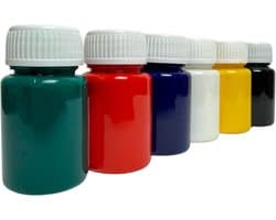 set – 6 kleuren x 25 ml, wasbaar tot 40°C, voor katoen en textiel, op waterbasis, sneldrogend, voor textielontwerp
