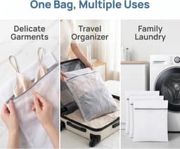 5 Stuks Wasnetten voor Fijne Was, 40x50cm Wasgoed Zak met Ritssluiting | Ideaal voor Ondergoed, Kleding en Delicate Stoffen — thumbnail 5