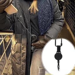 SnelShoppen - Uittrekbare Telefoonbescherming met Carabiner, Diefstalbeveiliging met Stalen Kabel voor Buitenactiviteiten, Winkelen, Fotografie en Dag — thumbnail 5