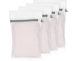 SnelShoppen - 4 stuks netwaszakken voor wasmachine 30 x 20 cm, waszak voor ondergoed, lingerie, sokken met veilige ritssluiting, duurzame polyester wa