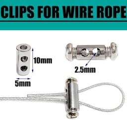SnelShoppen - 304 RVS Kabel Set 20 m x 2 mm, 10 Aluminium Klemmen, 10 Kabelbinders, 2 Verstelbare Haakjes, Perfect voor Waslijn en Doe-Het-Zelf Projec — thumbnail 4
