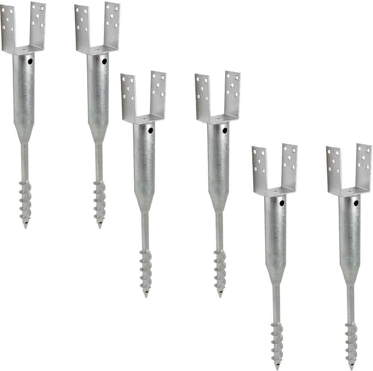 TRUTZHOLM Grondbus 10x10 cm om te Schroeven Set van 6 - U-Profiel Grondanker 86.5cm - Thermisch Verzinkt Paalhouder 100mm — afbeelding 1