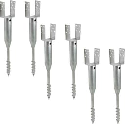 TRUTZHOLM Grondbus 10x10 cm om te Schroeven Set van 6 - U-Profiel Grondanker 86.5cm - Thermisch Verzinkt Paalhouder 100mm — thumbnail 1