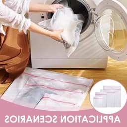 Wit waszakken set van 4, polyester wasnet voor wasmachine in maten S, M, L, XL, beschermt delicate kleding en voorkomt slijtage — thumbnail 3