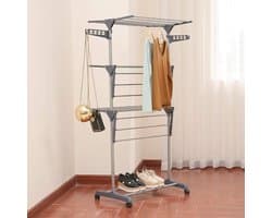Droogrek Uittrekbaar - Was Toren - Kleding Drogen - Plat Droog Functie - 72 x 56 x 152 cm - Grijs