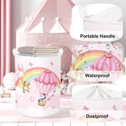 wasmand, dieren, regenboog, voor jongens en meisjes, opvouwbaar, opbergmand, speelgoed, kleding, voor badkamer, slaapkamer, ballon, 63 l — thumbnail 4