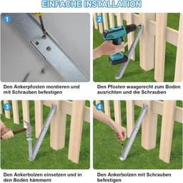 SnelShoppen - Bottom Manker Storm Anchor voor Privacy Scherm, Gegalvaniseerd Staal, Grondankers voor Tuinhekken, Postankers voor Tuin, Windanker voor — thumbnail 4