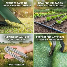 SnelShoppen - 20 Stuks Grondankers 2.5 mm x 100 mm U-vormige Sterke Tuin Pegs van Gegalvaniseerd Staal voor Grond, Tuin, Kunstgras en Onkruiddoek — thumbnail 3