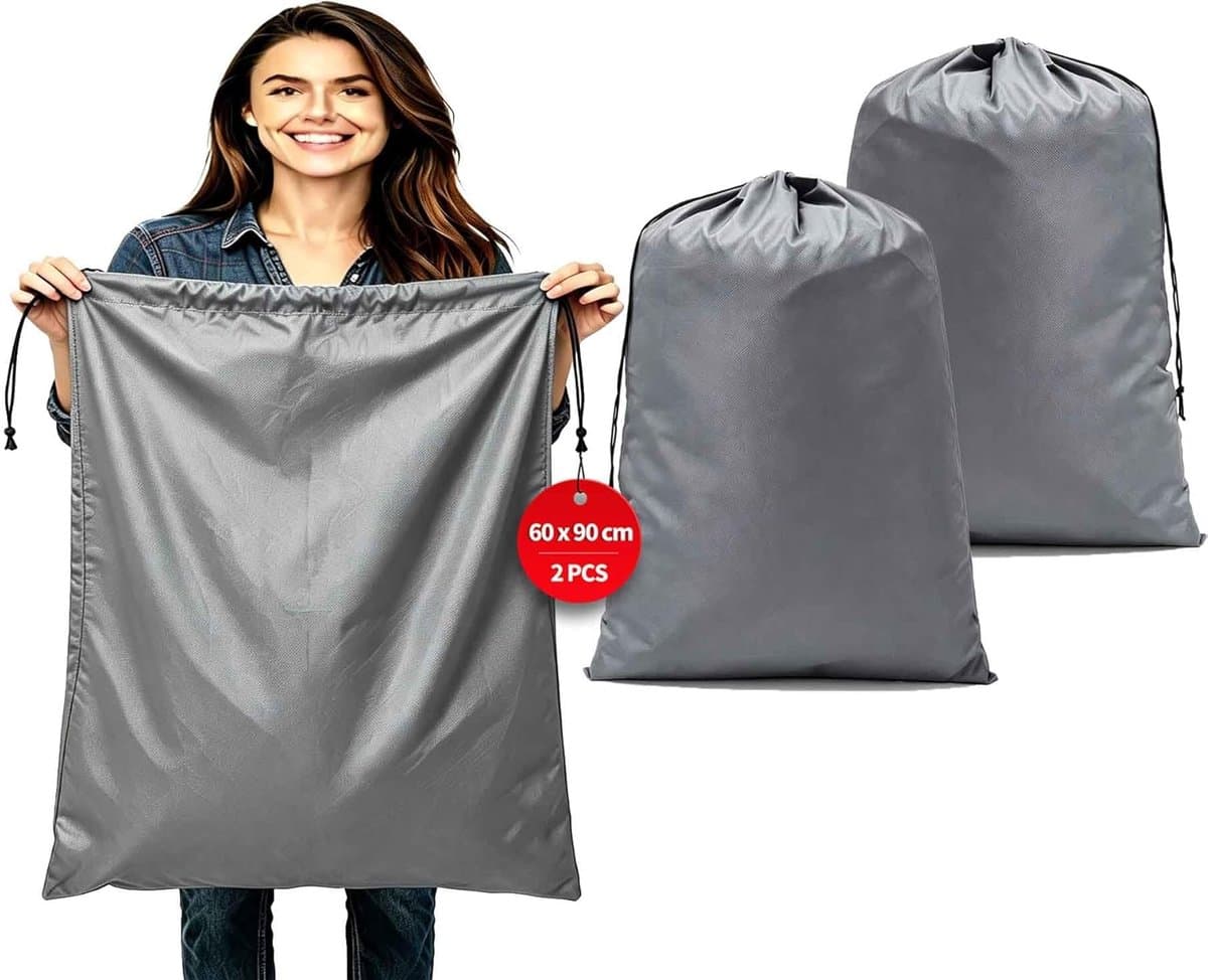 SnelShoppen - 2-Piece Reistas Waszakken 60 x 90 cm, Grote Capaciteit 120L, Duurzaam 420D Materiaal, Grijs, Perfect voor Reizen, Camping, Feestjes, en — afbeelding 1