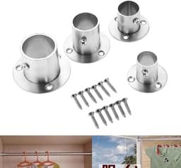 SnelShoppen - Set van 2 Kledingsteunen met Flens voor Kledingrail 32 mm - Roestvrij Staal - Stevig en Duurzaam - Inclusief Bevestigingsmateriaal — thumbnail 5