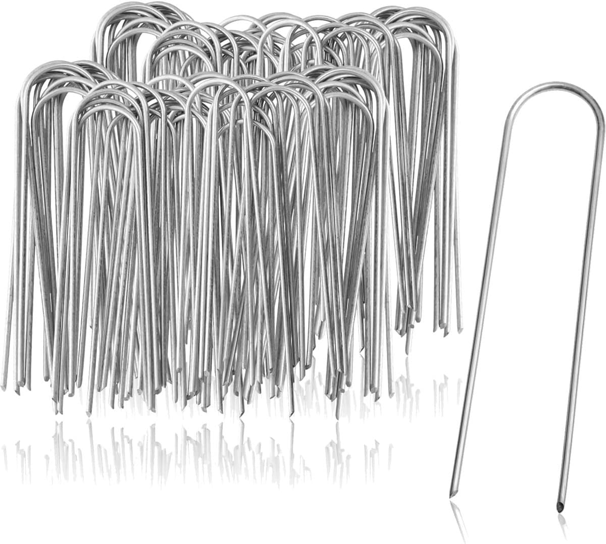 SnelShoppen - 100 Ground Anchors van Gecoat Staal - Stevige Grondspikes voor Tuin en Camping - Ideaal voor Bevestigen van Onkruiddoek, Grondzeil en Ka — afbeelding 1