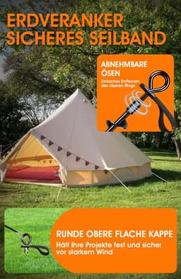 SnelShoppen - Heavy Duty Grondankers, Set van 4, Robuuste Volledig Geschroefde Grondankers met Riemen voor Het Bevestigen van Trampolines, Zonnescherm — thumbnail 4