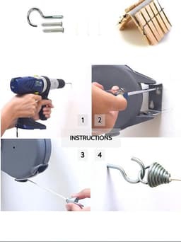Uitschuifbare Drooglijn - Uitschuifbare waslijn - Uittrekbare Wasdraad - Duurzaam en stevig – Eenvoudig te installeren – binnen en buiten - 15 m - 15.5*17.5*5cm - grijs - abs,PVC+hogesterktevezel — thumbnail 2
