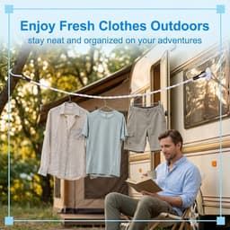 Thijox - Reiswaslijn 2 stuks, draagbare waslijn met haak en zuignap, campingaccessoires voor binnen en buiten, ideaal voor reizen, vakantie, outdoor, — thumbnail 4