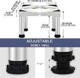 Wasemachine Onderstel - Apparaten Verhoger - Apparaten Plaatsen - Verstelbare Lengte Breedte - 7-9 cm Hoog - Wit — thumbnail 2