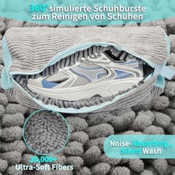 2 dikke waszakken voor de wasmachine, grijs, anti-vervorming, herbruikbaar, 360°-reiniging, met verborgen ritssluiting, voor gymschoenen, gaasdoek — thumbnail 5