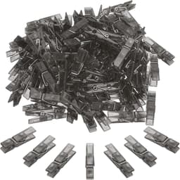 Wasknijpers, 100 stuks mini kleurrijke plastic kledingclips, sterke grip fotoclips voor foto's, hangende kleding, decoratieve ambachten, zwart — thumbnail 1
