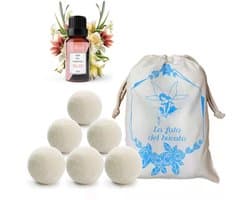 SnelShoppen - Droogballen voor Wasdroger - 6 Kreukvrije Wolballen met Etherische Oliën - Geurdispenser voor een Frisse Was - Ideaal voor Gezinnen en H