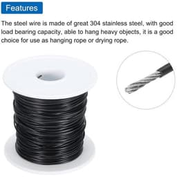 Metalen Kabel van Roestvrij Staal 30 Meter - Vinyl Gecoat - Wasrek Ophangen - Zwart — thumbnail 4