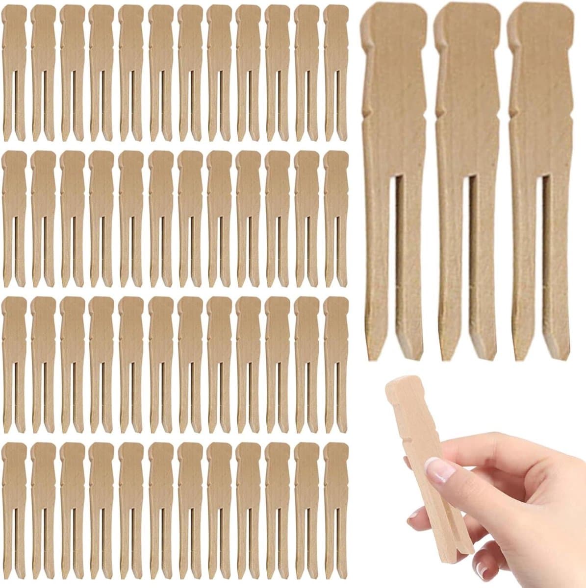 Houten Wasknijpers - Kleding Knijpers - Kleding Drogen - Milieuvriendelijk Alternatief - 65 cm - Natuurlijk Hout — afbeelding 1